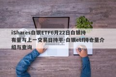 iShares白银ETF6月22日白银持有量与上一交易日持平-白银etf持仓量介绍与查询